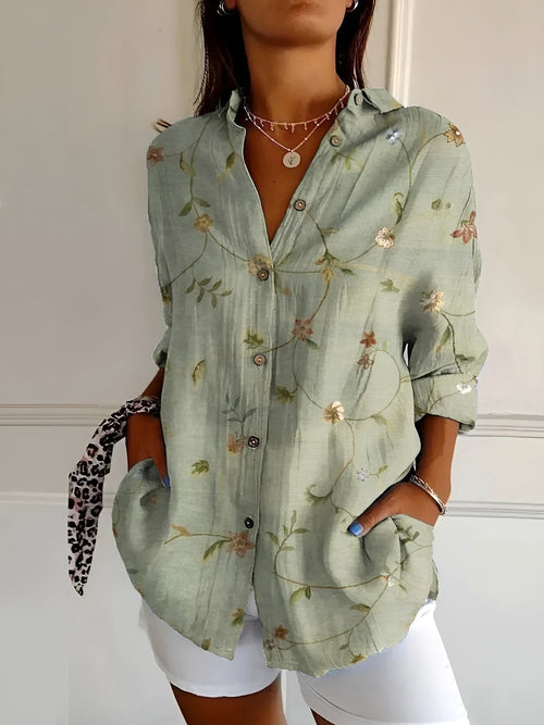 Aubrey | Women's Printed Fluid Shirt, Relaxed Fit Blouse | Direct Attire