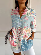 Aubrey | Women's Printed Fluid Shirt, Relaxed Fit Blouse | Direct Attire