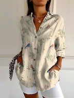 Aubrey | Women's Printed Fluid Shirt, Relaxed Fit Blouse | Direct Attire