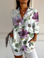 Aubrey | Women's Printed Fluid Shirt, Relaxed Fit Blouse | Direct Attire