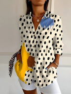 Aubrey | Women's Printed Fluid Shirt, Relaxed Fit Blouse | Direct Attire