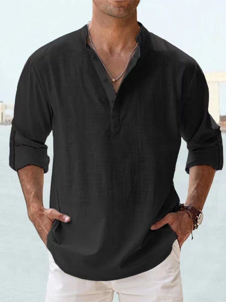 Beau | Men's Breathable Button-Up Shirt, Smart Tailored Shirt | Direct Attire | Black