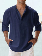 Beau | Men's Breathable Button-Up Shirt, Smart Tailored Shirt | Direct Attire | Navy Blue