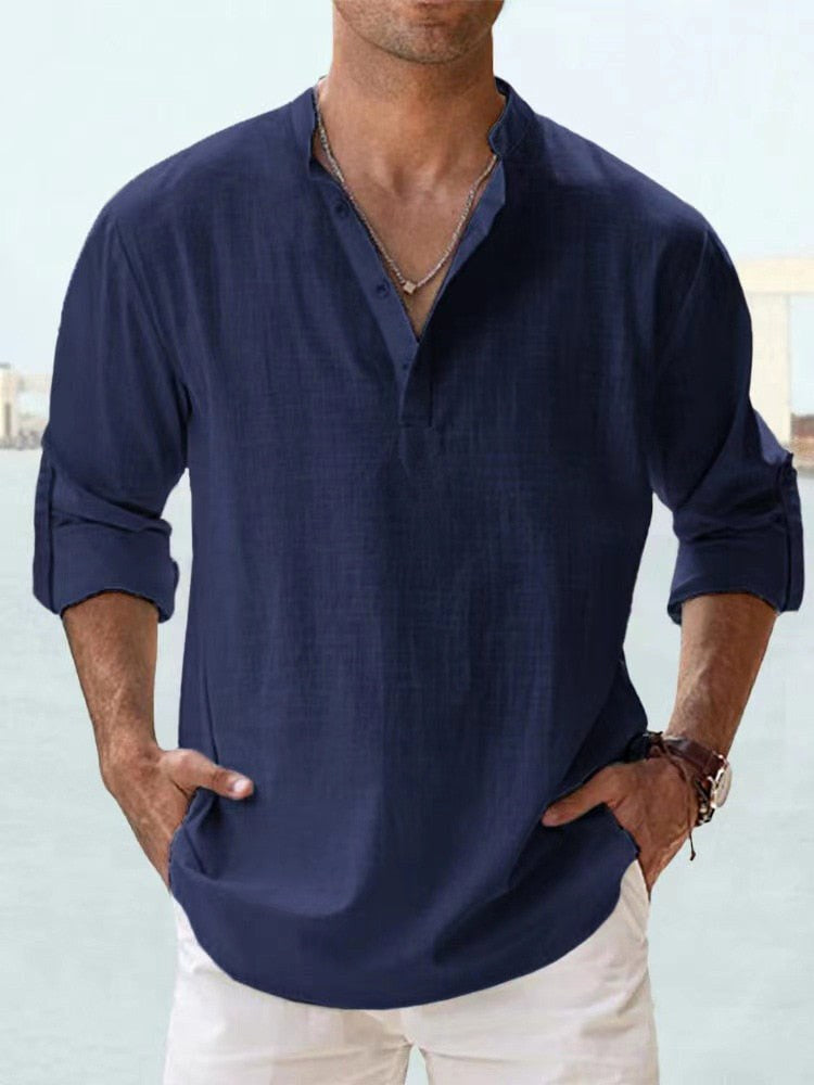 Beau | Men's Breathable Button-Up Shirt, Smart Tailored Shirt | Direct Attire | Navy Blue