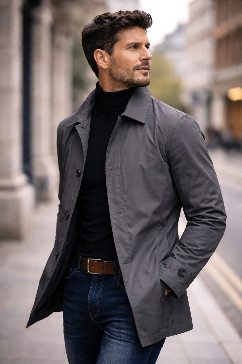 Benjamin | Men's Tailored All-Weather Overcoat, Timeless Autumn Coat | Direct Attire | Beige