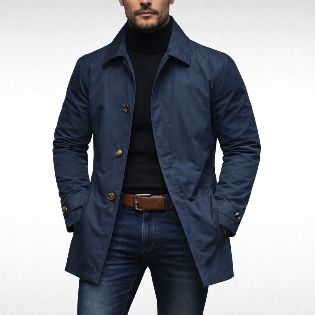 Benjamin | Men's Tailored All-Weather Overcoat, Timeless Autumn Coat | Direct Attire