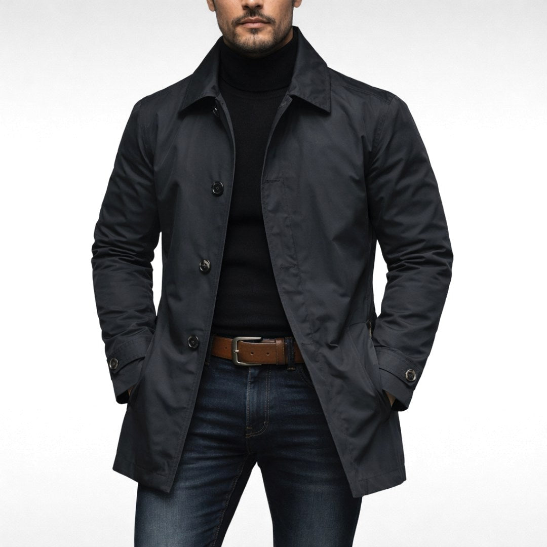 Benjamin | Men's Tailored All-Weather Overcoat, Timeless Autumn Coat | Direct Attire