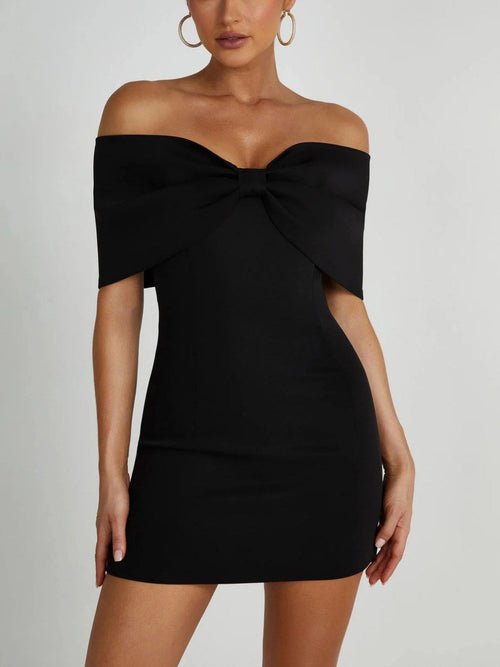Bianca | Women's White Off-Shoulder Mini Graduation Dress, Flattering Summer Dress for Holidays and Everyday Wear, Flattering Summer Dress for Holidays and Everyday Wear - Black