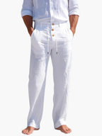 Blake | Men's Breathable Linen Trousers, Relaxed-Fit Summer Trousers | Direct Attire | White