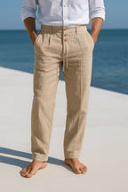 Blake | Men's Breathable Linen Trousers, Relaxed-Fit Summer Trousers | Direct Attire | Grey