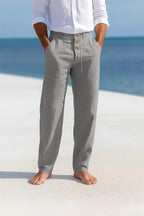 Blake | Men's Breathable Linen Trousers, Relaxed-Fit Summer Trousers | Direct Attire | Black