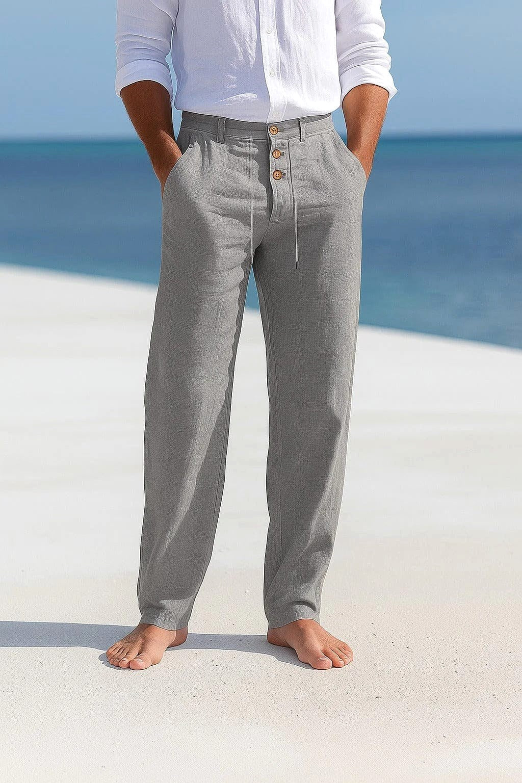 Blake | Men's Breathable Linen Trousers, Relaxed-Fit Summer Trousers | Direct Attire | Black