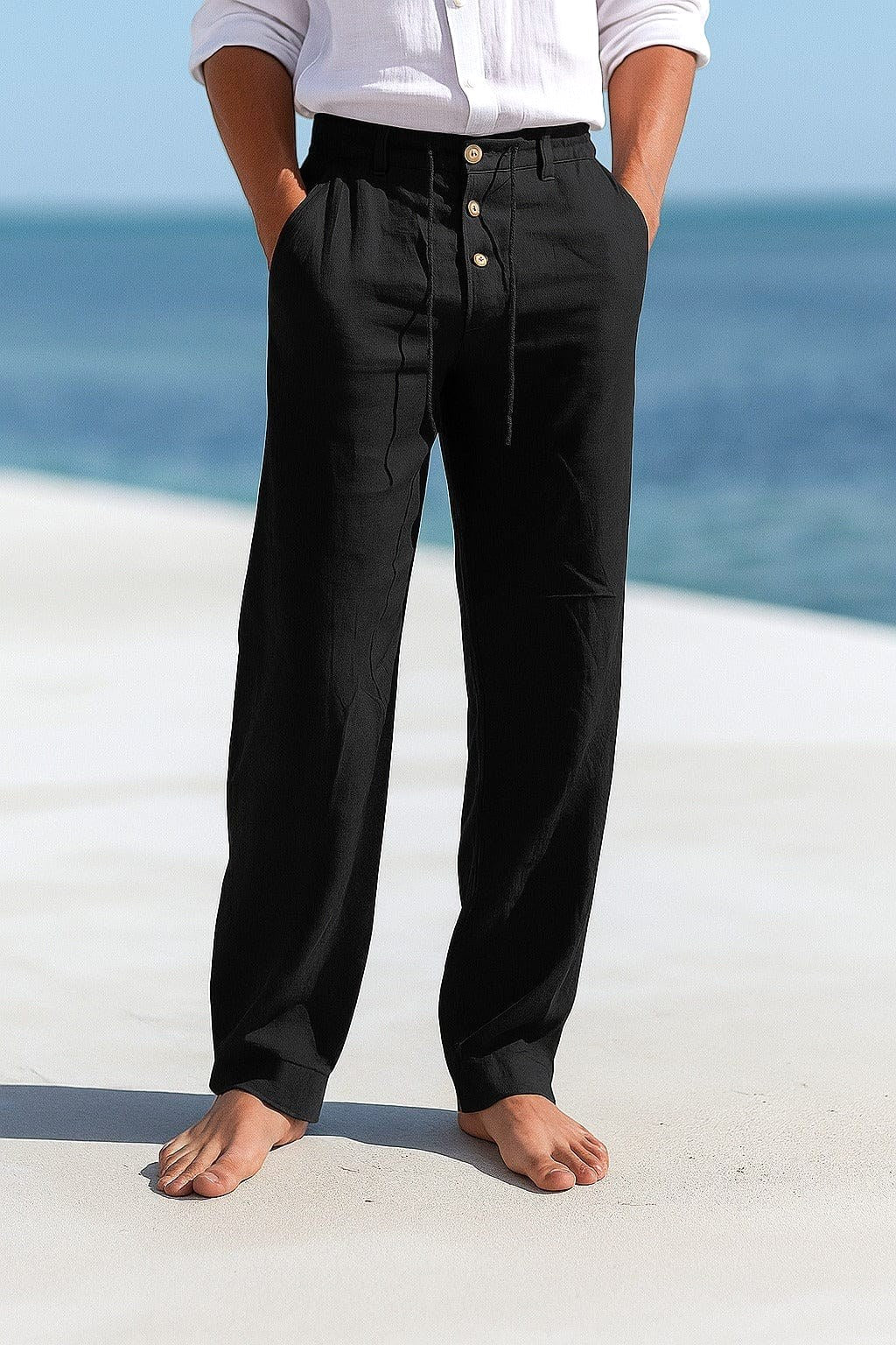 Blake | Men's Breathable Linen Trousers, Relaxed-Fit Summer Trousers | Direct Attire | Light Blue