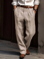 Bodhi | Men's Classic Pleated Trousers, Tailored Dress Trousers | Direct Attire | Beige