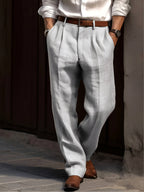 Bodhi | Men's Classic Pleated Trousers, Tailored Dress Trousers | Direct Attire | Gray