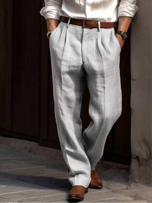 Bodhi | Men's Classic Pleated Trousers, Tailored Dress Trousers | Direct Attire | Gray