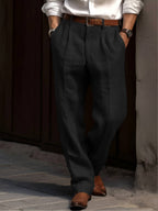 Bodhi | Men's Classic Pleated Trousers, Tailored Dress Trousers | Direct Attire | Black