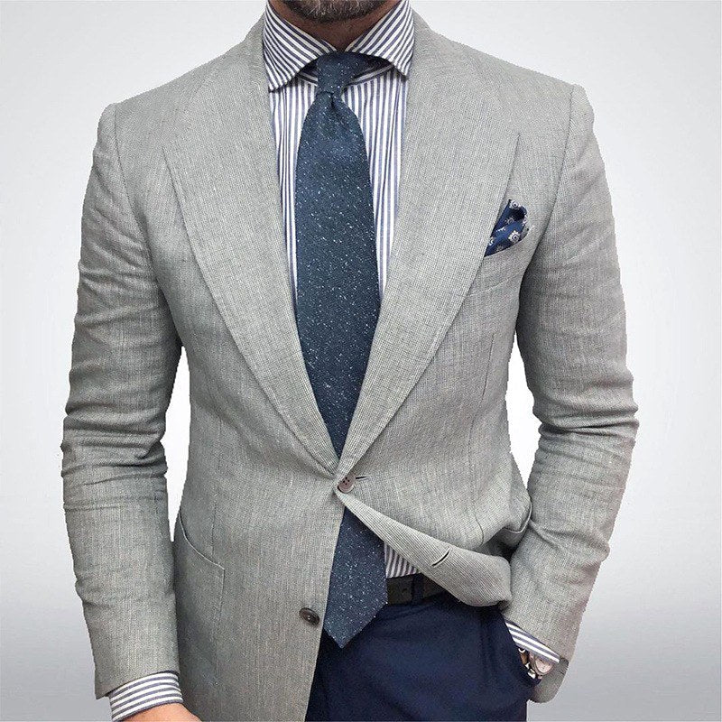 Brennan | Men's Tailored Blazer Jacket, Textured Smart Blazer Suit | Direct Attire | Beige
