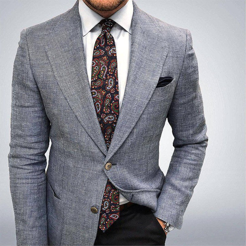 Brennan | Men's Tailored Blazer Jacket, Textured Smart Blazer Suit | Direct Attire | Blue