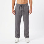 Brett | Men's Linen Trousers with Elastic Waist, Straight-Leg Trousers | Direct Attire | Beige