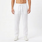 Brett | Men's Linen Trousers with Elastic Waist, Straight-Leg Trousers | Direct Attire | Azul marino