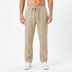 Brett | Men's Linen Trousers with Elastic Waist, Straight-Leg Trousers | Direct Attire