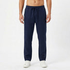Brett | Men's Linen Trousers with Elastic Waist, Straight-Leg Trousers | Direct Attire