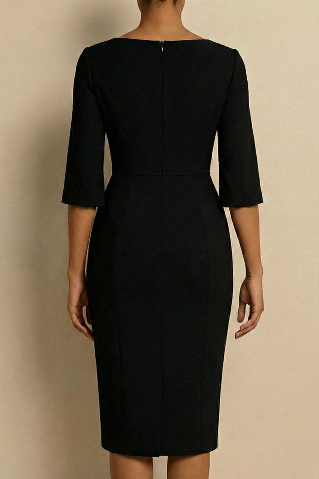 Brooke | Women's Pearl Split Sleeve Bodycon Midi Dress, Flattering Summer Dress for Holidays and Everyday Wear, Flattering Summer Dress for Holidays and Everyday Wear - Black