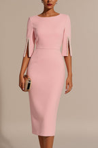 Brooke | Women's Pearl Split Sleeve Bodycon Midi Dress, Flattering Summer Dress for Holidays and Everyday Wear, Flattering Summer Dress for Holidays and Everyday Wear - image 4