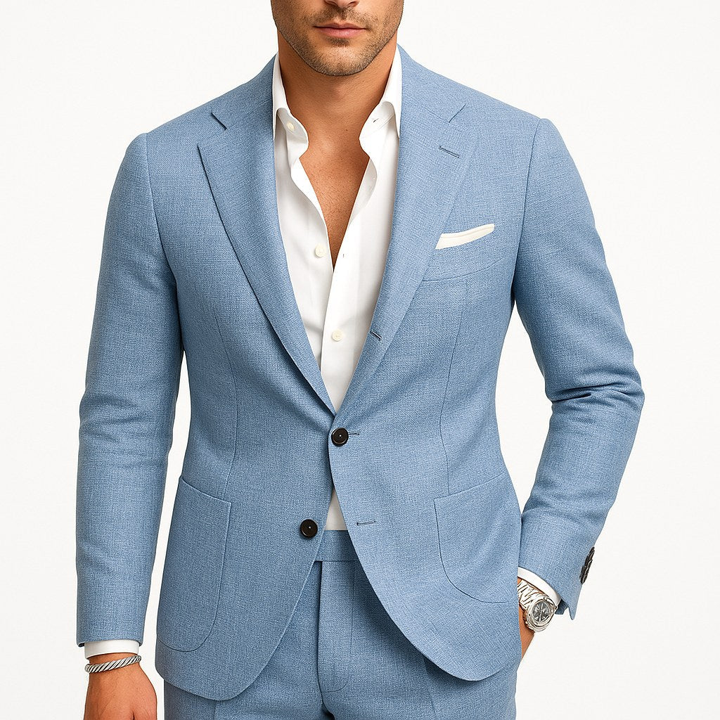 Callan | Men's Tailored Suit, Structured Jacket and Trousers Two-Piece Suit | Direct Attire | Beige