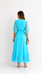 Casey | Women's Wrap-Front Chiffon Midi Dress, Flowing Occasion Dress | Direct Attire
