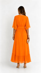 Casey | Women's Wrap-Front Chiffon Midi Dress, Flowing Occasion Dress | Direct Attire