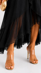 Casey | Women's Wrap-Front Chiffon Midi Dress, Flowing Occasion Dress | Direct Attire