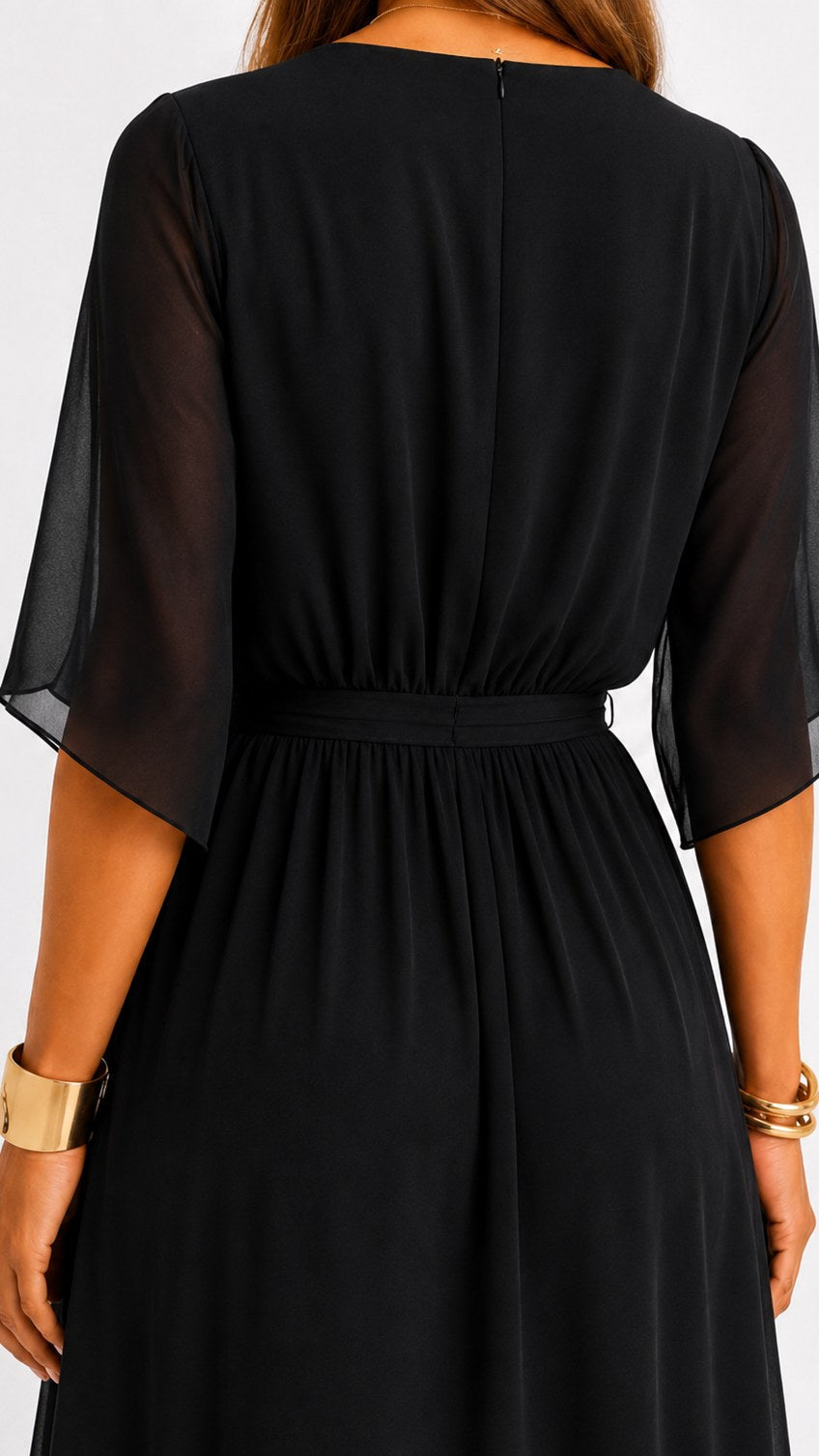Casey | Women's Wrap-Front Chiffon Midi Dress, Flowing Occasion Dress | Direct Attire