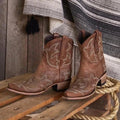Cassidy | Women's Leather Cowgirl Boots With Western Stitching, Comfortable Summer Footwear for Holidays and Everyday Wear, Comfortable Summer Footwear for Holidays and Everyday Wear - Brown