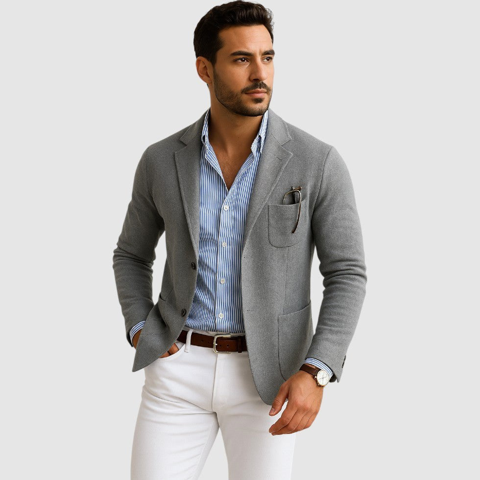 Connor | Men's Tailored Blazer with Notch Lapels, Classic Suit Jacket | Direct Attire | Azul