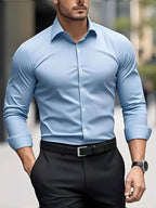 Cooper | Men's Breathable Long-Sleeved Shirt, Tailored Slim-Fit Shirt | Direct Attire | Blue