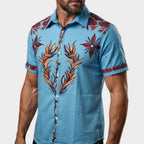 Cooper | Men's Western Floral Print Short-Sleeve Shirt, Point Collar Shirt | Direct Attire