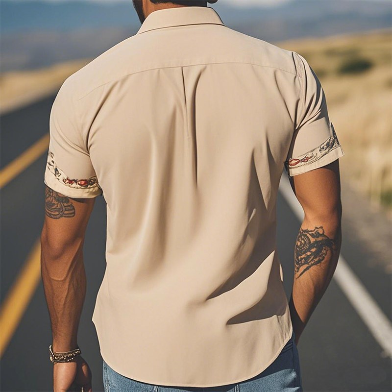 Cooper | Men's Western Floral Print Short-Sleeve Shirt, Point Collar Shirt | Direct Attire