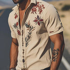 Cooper | Men's Western Floral Print Short-Sleeve Shirt, Point Collar Shirt | Direct Attire