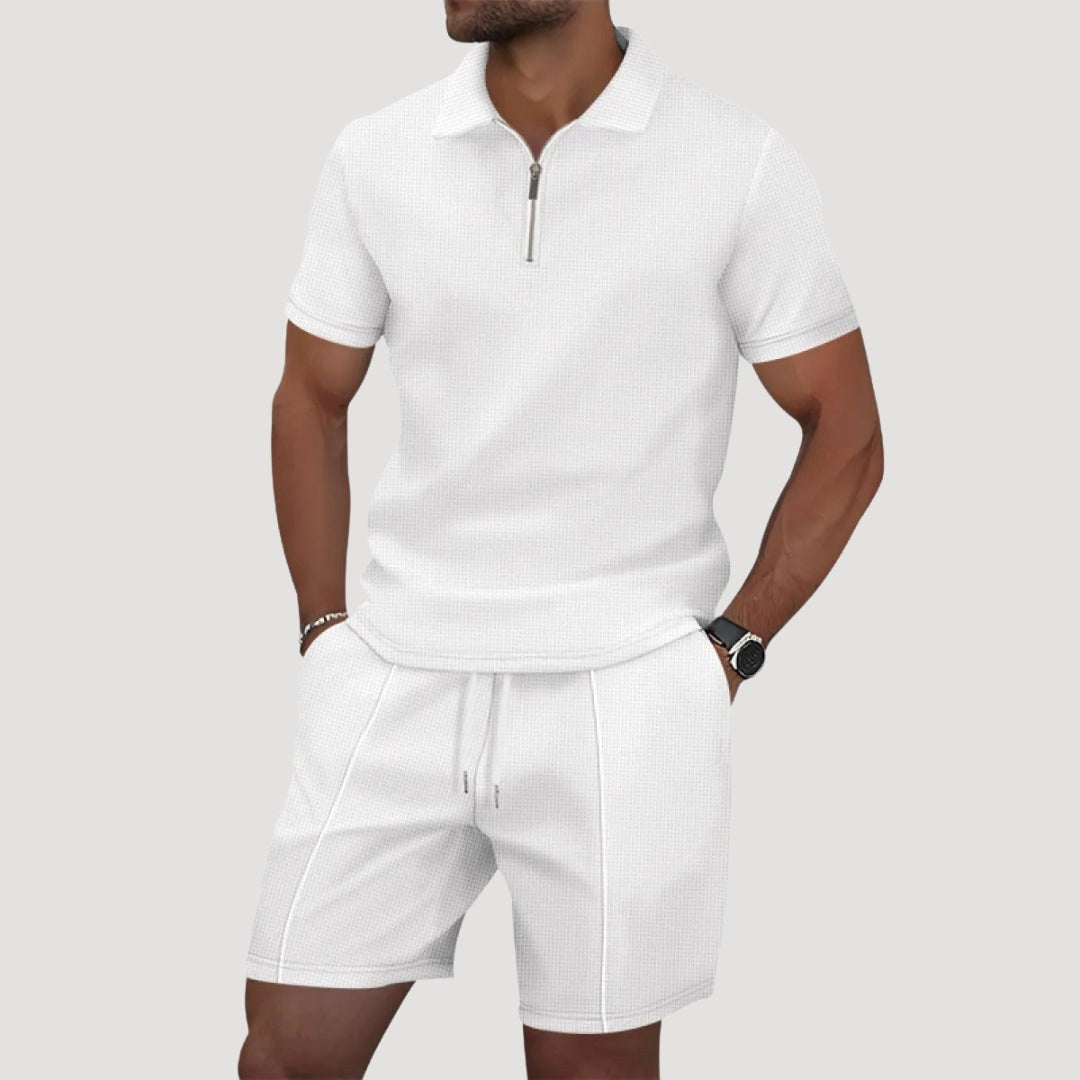 Dale | Men's Polo and Shorts Two-Piece Set, Textured Summer Set | Direct Attire | Wit