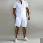 Damien | Men's Polyester Polo Shirt and Shorts Set, Two-Piece Summer Set | Direct Attire | Wit