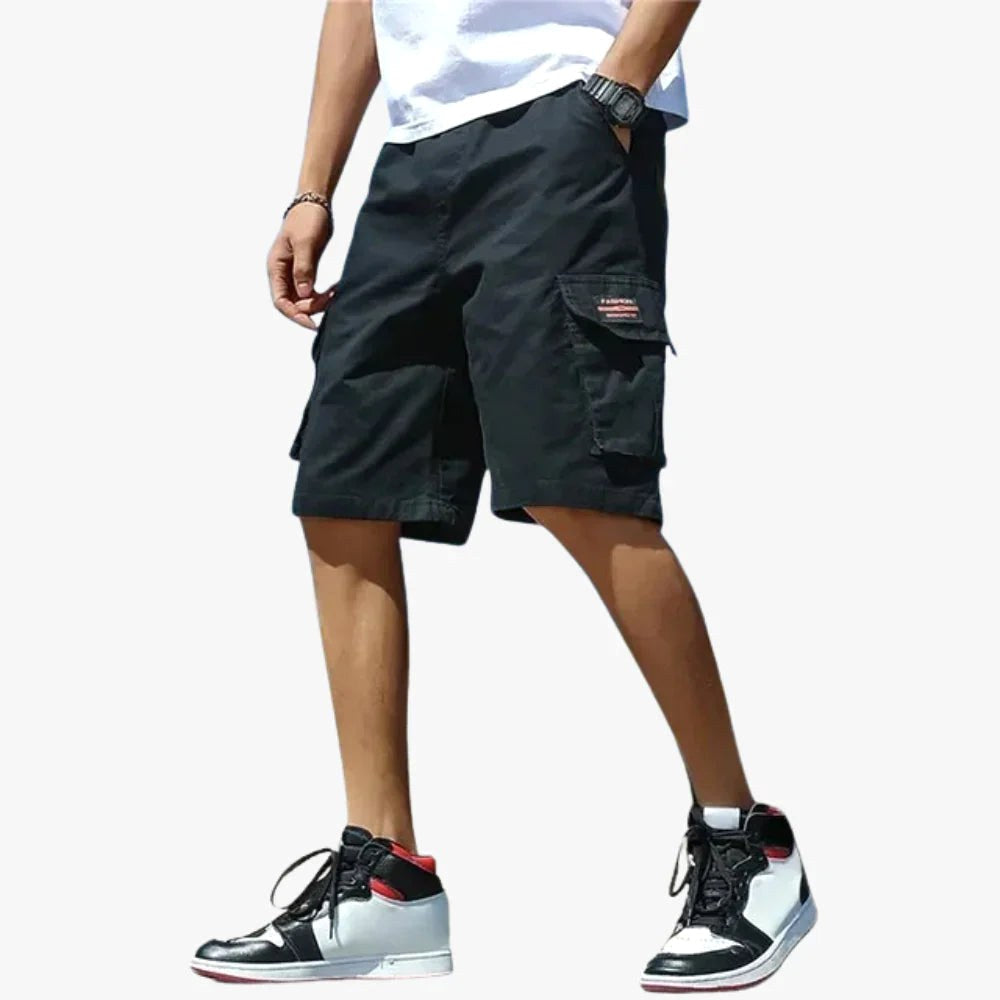 Damon | Men's Cotton Cargo Shorts, Relaxed-Fit Outdoor Shorts | Direct Attire | Zwart