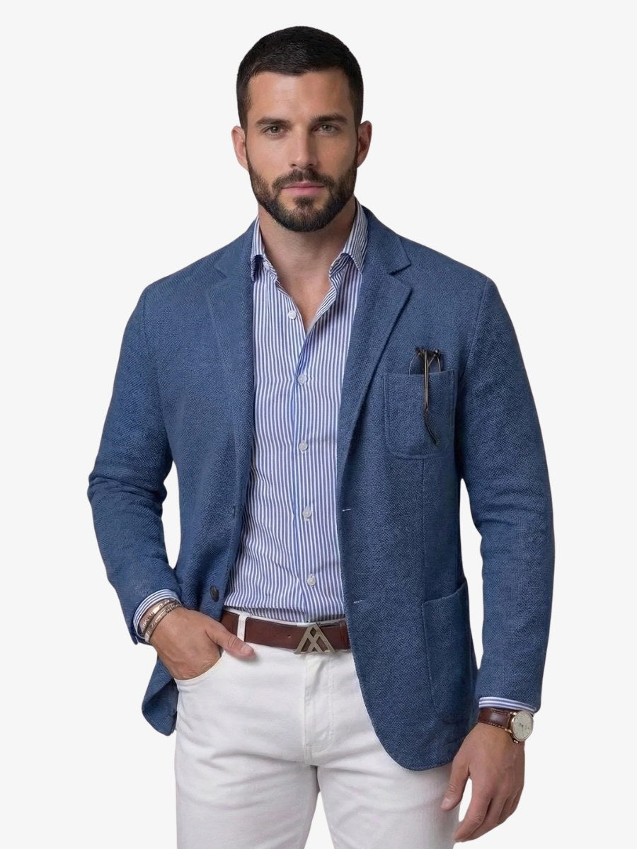 Darcy | Men's Linen Blazer, Lightweight Unstructured Jacket | Direct Attire | Blue