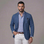 Darcy | Men's Linen Blazer, Lightweight Unstructured Jacket | Direct Attire | Brown