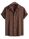 Darcy | Men's Textured Camp Collar Shirt, Relaxed Short-Sleeve Shirt | Direct Attire | Brown
