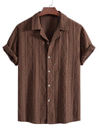 Darcy | Men's Textured Camp Collar Shirt, Relaxed Short-Sleeve Shirt | Direct Attire | Brown