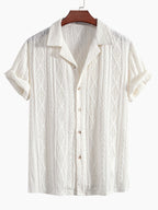 Darcy | Men's Textured Camp Collar Shirt, Relaxed Short-Sleeve Shirt | Direct Attire | Beige