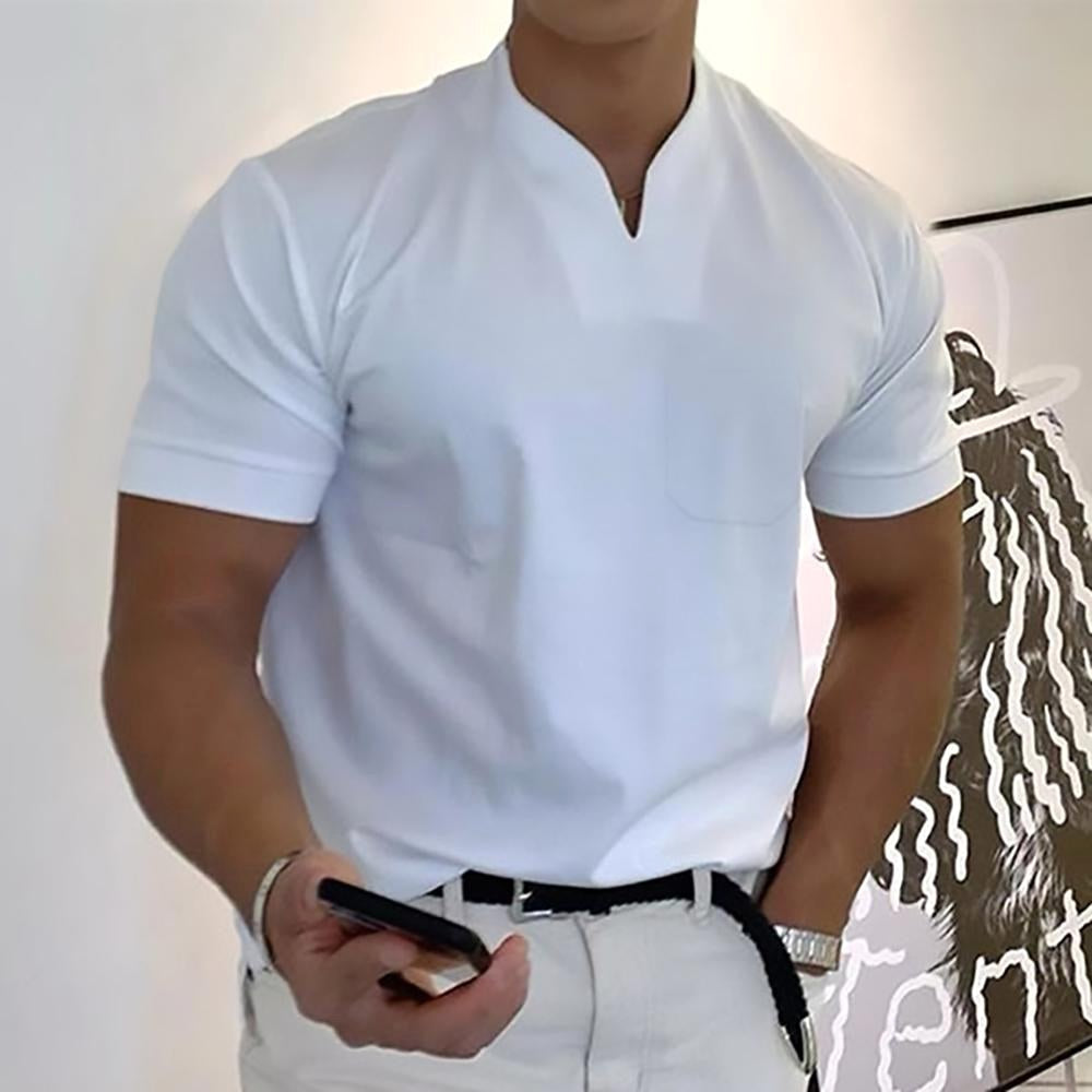 Darcy | Men's V-Neck Short Sleeve T-Shirt, Tailored Casual T-Shirt | Direct Attire | White