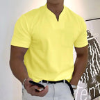 Darcy | Men's V-Neck Short Sleeve T-Shirt, Tailored Casual T-Shirt | Direct Attire | Yellow